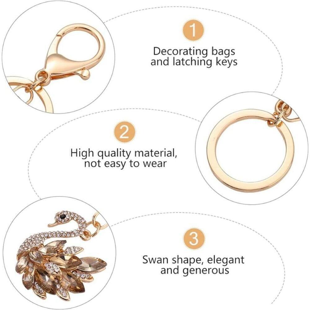 Swan Shaped Keychain In Gold - Picture 7 of 9